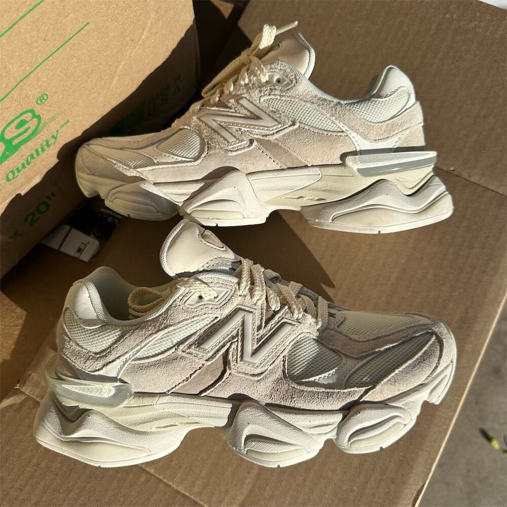 New Balance 9060 Sea Salt Beige White Sneakers Womens Size 6 US | EUC